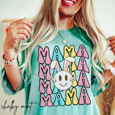 Mama Shirt Comfort Colors Easter Tshirt Retro Easter Mama Easter Preppy Mama Easter Tee Easter Bunny T Shirt Preppy Aesthetic Trendy Easter *If you want this shirt oversized, please size up* Comfort Colors introduces its garment-dyed t-shirt;  made 100% with ring-spun cotton. The soft-washed, garment-dyed fabric brings extra coziness to your wardrobe while the relaxed fit makes it an excellent daily choice. The double-needle stitching throughout the tee makes it highly durable while the lack of side-seams helps the shirt retain its tubular shape. 100% ring-spun cotton.  Relaxed fit. Sewn-in twill label. Key features Double needle stitching on all seams The garment is sewn around the finished edges with double stitching, making it long-lasting Without side seams Knit in one piece using tubu Trendy Easter, Retro Easter, Bunny T Shirt, Easter Tees, Preppy Aesthetic, Mama Shirt, Dyed Fabric, Dye T Shirt, Easter Bunny