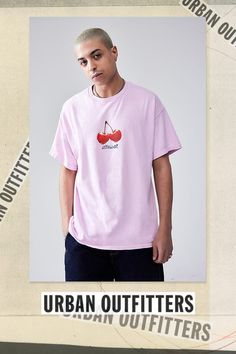 Cheeky cherry print tee with an 'Intoxicate' motif printed on. Soft jersey tee with a ribbed crew neck, drop shoulders and short sleeves. Content + Care 100% Cotton Machine wash Imported Size + Fit Model is 186cm/6'1" and wearing size Medium Use our size guide to check how this product fits | Urban Outfitters UO Pink Cherry Motif Tee in Pink, Men's at Urban Outfitters Urban Style Pink Tops For Spring, Urban Pink Tops For Spring, Trendy Crew Neck T-shirt With Cherry Print, Urban Outfitters Letter Print T-shirt For Summer, Urban Outfitters Summer Letter Print T-shirt, Urban Outfitters Summer Text Print T-shirt, Urban Outfitters Oversized Short Sleeve Tops, Oversized Short Sleeve Tops By Urban Outfitters, Urban Outfitters Oversized Casual T-shirt