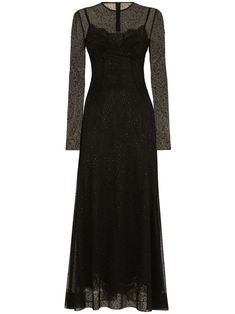 Dolce & Gabbana strass-embellished A-line Maxi Dress - Farfetch A Line Maxi Dress, Maxi Dress Black, Versace Outfit, Dress Aesthetic, Black Gown, Designer Lingerie, Satin Slip Dress, Formal Attire, Black Maxi Dress