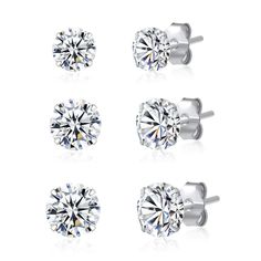 PRICES MAY VARY. 925 Sterling Silver Guarantee, Stamped 925, All Come with Not Only The Sterling Silver butterfly Backings But also Silicone Backings. Cubic Zirconia Stone, 3mm, 4mm, 5mm, 6mm, 7mm, 8mm Sizes For Choose. Different Size Cubic Zirconia Stone Earrings Would Match Different Clothes. 3 Pairs CZ Stud Earrings Set, Classic Simple Style, Sparkling Enough. You Can Wear Them In A Set Or Simply Wear Different Size To Match Different Outfit. Occasion: Christmas, Birthday, Wedding, Party, Dai Perfect Gift For Girlfriend, Cartilage Earrings Hoop, Womens Earrings Studs, Jewelry Amazon, Cz Stud Earrings, Crystal Stud Earrings, Cross Earrings, Stud Earrings Set, Cuff Earrings