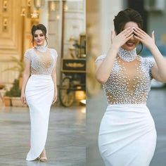 Mermaid Gown Prom, High Neck Prom Dress, Elegantes Outfit Frau, Beaded Mermaid, Soiree Dress, Braut Make-up, Beaded Prom Dress, Evening Dress Fashion, فستان سهرة