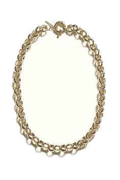 Perfectly sized links create a modern, yet classic piece to add to your jewelry collection. Dressed up or down, this versatile and stunning 14 karat gold-plated recycled brass necklace will easily become your go-to favorite. Can be worn alone or mixed with your favorite necklaces. 2.5 micron 14k Gold Plating, Recycled Brass Chain Length is 16" Links are 1/4" W Handcrafted in the USA Ships from the USA Why we love this necklace? The rich gold color is so attractive, and the necklace when held is lightweight and balanced. The craftsmanship is stunning and the design is an updated basic that can be worn with anything. Material, Cleaning & Care 14 karat gold plating does not tarnish, chip or turn your skin green, and is meant to last decades. To clean, simply wash with a mild soap and warm wat Chunky Chain Necklace, Chunky Chain Necklaces, Brass Necklace, Brass Chain, Mild Soap, Gold Plating, Chain Lengths, Chain Length, Gold Color