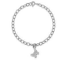 Float through your day with this butterfly charm bracelet bringing you positive energy and sparkling style. Elegant Silver Bracelet With Butterfly Charm, Sterling Silver Butterfly Bracelet, Silver Sterling Silver Butterfly Bracelet, Butterfly-shaped Sterling Silver Bracelet, Elegant Silver Charm Bracelet With Butterfly Charm, Silver Bracelet With Butterfly Clasp, Sterling Silver Butterfly Bracelets, Silver Adjustable Charm Bracelet With Butterfly, Adjustable Silver Charm Bracelet With Butterfly