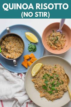 quinoa risotto no stir with lemon and parsley on the side