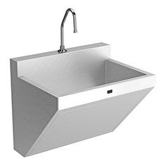 a white sink sitting under a faucet next to a faucet on top of a wall