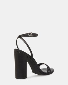 CANDID Black Leather Strappy Block Heel | Women's Heels – Steve Madden Block Heel Sandals With Heel Strap For Date Night, Date Night Heels With Wrapped Block Heel, Sleek Sandals With Heel Strap And Block Heel, Sleek Sandals With Heel Loop For Date Night, Sleek Heels With Heel Strap And Block Heel, Sleek Block Heel Shoes With Heel Strap, Date Night Block Heels With Heel Strap, Sleek High Block Heels With Wrapped Heel, Date Night Block Heels With Wrapped Heel