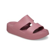 Elevate a beach day by finishing your look with the Getaway H-Band sandal from Crocs. The platform design is crafted with the same material as your favorite pair but is complete with a trendy touch for an elevated look. Adjustable Platform Sport Sandals For Vacation, Adjustable Eva Sandals For Summer, Summer Platform Slide Sport Sandals, Summer Beach Slides With Platform, Summer Platform Sport Sandals For Beach, Summer Platform Slides For Beach, Summer Beach Platform Sport Sandals, Adjustable Pink Slides For Vacation, Summer Beach Platform Slides