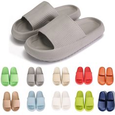 PRICES MAY VARY. 【Ergonomic Design】The cloud slippers are slightly recessed to perfectly wrap your feet, toe to the tail is slightly upturned by 40°, the fitting angle balances the pressure, ergonomic design.fit the curve of the foot pelvic floor walk not tired foot & more comfortable to wear. 【 Soft & Lightweight】roscylo pillow slippers - Super Soft Home Slippers use ultra rebound soles to make you feel like you are stepping on the cloud, giving you a sense of cloud feet.With 1.7 inch - 4.30cm Comfy House, Pillow Slippers, Cloud Slippers, Shower Slippers, Amazon Link, Slide Slippers, Slippers For Women, House Slippers, Good Grips