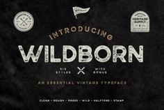 the wildborn font and typeface is displayed on a black background with white lettering