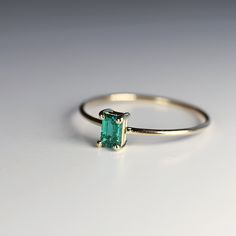 14k Gold Dainty Emerald Ring, Emerald Cut Minimalist Ring Emerald Ring Simple, Senior Ring, Emerald Cut Emerald Ring, Emerald Gold Ring, Jewelry Design Studio, May Birthstone Rings, Emerald Rings, Emerald Earrings Studs, Emerald Engagement