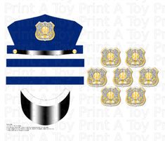 the police uniform is blue and white with gold trimmings on it's chest