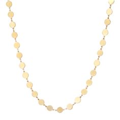 A little shimmer goes a long way and with these high-polish gold chains, you can easily make a unique and stunning jewelry statement. Available in 14k yellow, roses, or white gold Round disk measures 4.4mm and the heart measures 4.9mm Available in 16" or 24" plus 2" continuous extender The 16" is 7.9 grams Lobster clasp By Curated by AB