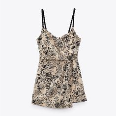 Adorable Linen-Blend Romper From Zara. Braided Contrast Straps, Flattering Crossover Neckline And A Skirt Over The Romper Shorts. Only Tried On- Never Worn! Summer Beige Jumpsuits And Rompers For Date Night, Zara Casual Floral Print Jumpsuits And Rompers, Zara Beige Jumpsuits And Rompers For Summer, Zara Beige Casual Jumpsuits And Rompers, Zara Casual Beige Jumpsuits And Rompers, Casual Beige Zara Jumpsuits And Rompers, Beige Jumpsuits And Rompers For Summer Night Out, Zara Skort, Skort Romper