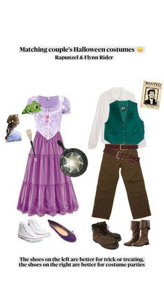 My pin, please don't repost or steal! Halloween Costumes Rapunzel, Flynn Costume, Rapunzel And Flynn Rider, Flynn Rider And Rapunzel, Halloween Parejas, Rapunzel And Flynn, Disney Themed Outfits