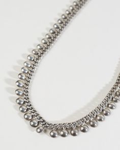 Sterling silver Approx. 16.5" long Gunmetal Metal Necklace For Formal Occasions, Classic White Gold Metal Necklaces, Classic White Gold Metal Necklace, Metal Chain Necklace With Silver Beads, Elegant Silver Chain Necklace With Ball Chain, Elegant Silver Chain Necklace With Silver Beads, Elegant Silver Necklace With Ball Chain, Formal Sterling Silver Jewelry In Gunmetal, Elegant Silver Ball Chain Necklace