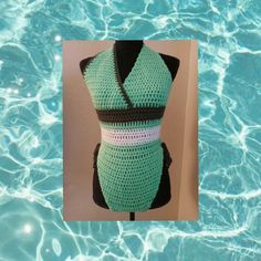 Bikini Full Bathing Suit With Back Out. Color Is A Suddle Aqua Green, White, Army Green. Wears Lovily This Line Is A Throwback Fro The 50s, 60s You Will Find With Is Line Some Very Nice Warm & Bright Colors Please Enjoy. You Must Have This On Your Next Vacation I Am Selling Fast Off Line. Be Sure And Check Out My Store Space At The Soul Center In Mesa Az. Handmade, Hand Wash Not Machine Safe. Fitted Green Halter Top For Swimming, Fitted Green Halter Top For Pool, Fitted V-neck Halter Top For Pool, Green Fitted Halter Top For Beach, Fitted Green Halter Top For Beach, Fitted Green Summer Halter Top, Fitted Green Halter Top For Summer, Fitted Green Halter Top For Vacation, Royal Blue Swimsuit