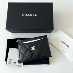 Nwt Quilted Chanel Caviar Card Holder Brand New In Box. Recently Purchased! A Very Sought After Item. A Timeless And Classic Piece! Classic Card Holder With Original Box As Gift, Designer Evening Card Holder With Interior Slots, Designer Rectangular Card Holder For Evening, Luxury Black Card Holder For Evening, Classic Evening Card Holder With Interior Slots, Luxury Rectangular Card Holder For Evening, Luxury Black Evening Card Holder, Classic Evening Card Holder, Elegant Rectangular Card Holder For Evening