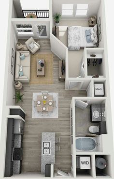 the floor plan of a two bedroom apartment with an open kitchen and living room area