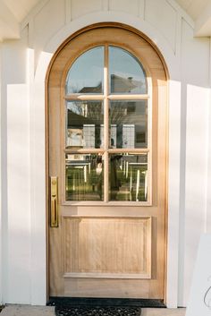 a dog is standing in front of a door