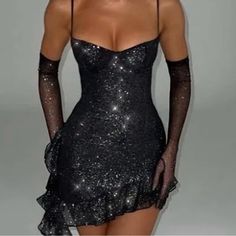 Brand New Never Worn Sparkly Dress Never Worn Perfect For A Night Out, Birthday, Or Nye Birthday Dress Black, Sparkly Black Dress, Black Sparkly Dress, Dress Sleeves, Sparkly Dress, Birthday Dresses, Strapless Dress, Night Out, Dresses With Sleeves