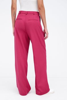 FINAL SALE - NO RETURNS, EXCHANGES, OR STORE CREDITClassic and versatile, meet our Warren Pants, designed for making the everyday easy. Crafted from European polyviscose, these mid-rise, wide-legged trousers feel as smooth as they look. Warren is tailored with a concealed zip closure for the perfect fit and with vertical pleats for an elongating effect. Oh, and there are pockets! Also available in petite for select colors. | Astrid, in raspberry, is 5'9" (175 cm) tall, wearing size XS. Rocio, in Summer Workwear Wide Leg Viscose Pants, Versatile Ankle-length Viscose Wide Leg Pants, Summer Wide Leg Viscose Pants For Workwear, Viscose Wide Leg Pants For Work, Versatile Relaxed Fit Viscose Bottoms, Versatile Relaxed Fit Viscose Pants, Relaxed Fit Viscose Bottoms, Versatile Viscose Wide Leg Work Pants, Spring Workwear Wide Leg Viscose Pants