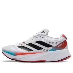 adidas Adizero SL 'White Black Bright Red' ID6924 Adidas Athleisure Running Shoes For Marathons, Adidas Functional Marathon Running Shoes, Adidas Athleisure Running Shoes For Marathon, Adidas Functional Running Shoes For Marathon, Athleisure Adidas Running Shoes For Marathon, Functional Adidas Running Shoes For Marathon, Red Running Shoes With Shock Absorption, Dynamic Red Running Shoes For Marathon, Adidas Breathable Sneakers For Marathon