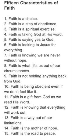 the ten characteristics of faith on a white background