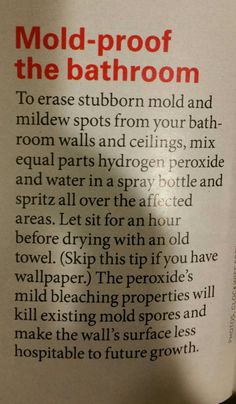 an article in a magazine about mold - proofing the bath room and how to use it