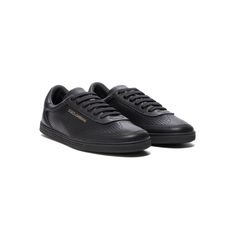 Dolce & Gabbana Perforated Low Top Sneakers (Black) – Concepts Lace-up Sneakers With Embossed Logo In Calf Leather, Lace-up Calf Leather Sneakers With Embossed Logo, Designer Lace-up Sneakers With Perforated Toe Box, Calf Leather Low-top Lace-up Shoes With Textured Sole, Calf Leather Lace-up Sneakers With Textured Sole, Luxury Lace-up Sneakers With Textured Sole, Luxury Low-top Lace-up Shoes With Rubber Sole, Luxury Low-top Synthetic Sneakers, Low-top Leather Lace-up Shoes With Perforations