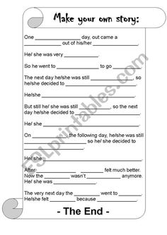 the end worksheet for making your own story with pictures and text on it