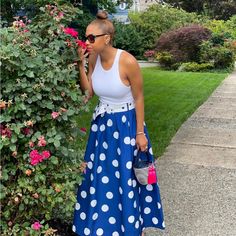 A-Line Silhouette. Length: 45 3/4". Only Worn Once. Excellent Condition. Polka Dot Bottoms For Vacation In Spring, Summer Polka Dot Skirt For Day Out, Polka Dot Maxi Skirt, Blueberry Cheesecake, Cheesecake Recipe, Maxi Skirts, Dress Skirt, Maxi Skirt, Cheesecake