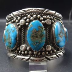 (eBay) Find many great new & used options and get the best deals for MAGNIFICENT Old Pawn NATURAL BLUE TURQUOISE Cuff BRACELET Sterling Silver at the best online prices at eBay! Free shipping for many products! Authentic Turquoise Jewelry, Turquoise Jewelry Native American, Turquoise Bracelet Cuff, Navajo Turquoise, Turquoise Cuff, Bracelet Cuff, Silver Work, Vintage Turquoise, American Jewelry