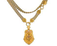 This Victorian-era two-tone gold locket necklace is adorned with delicate chased detailing and white diamond accents at the center. A braided gold chain adds richness and visual interest to this wonderful piece. Crafted of 12.8-13K gold.Late 19th century22" length Gold Locket Necklace, Jewelry For Sale, Gold Locket, Victorian Gold, Victorian Jewelry, Fine Jewels, Vintage Jewels, Exquisite Jewelry, Locket Necklace