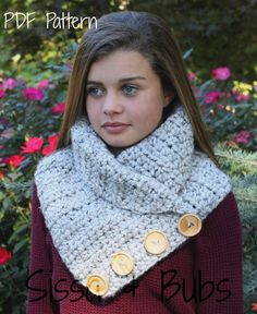 A personal favorite from my Etsy shop https://www.etsy.com/listing/252784430/crochet-pattern-beginner-the-ava-cowl Crochet Pattern Beginner, Crochet Mittens Free Pattern, Crochet Shawl Diagram, Crochet Cowl Free Pattern, Chunky Cowls, Button Scarf, Crochet Neck Warmer, Crochet Baby Cardigan, Chunky Scarf