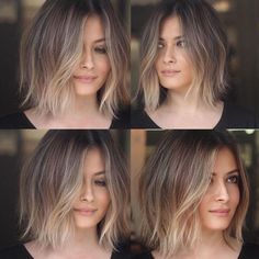 Short Bob Ombre Balayage, Short Hair Natural Balayage, Short Bob Balayage Hair, Short Bob Ash Blonde, Natural Balayage Short Hair, Ombre Hair Short Bob, Balayage Hair Short Bob, Bob Hair Balayage, Short Hair Colour Ideas