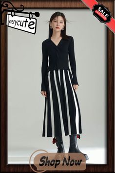 Original Creation Loose A-line Contrast Color Striped Skirts Bottoms Chic A-line Winter Bottoms, Spring A-line Maxi Skirt For Workwear, Chic A-line Maxi Skirt, Casual A-line Bottoms For Fall, Casual A-line Maxi Skirt For Work, Casual A-line Pleated Skirt For Winter, A-line Maxi Skirt For Spring Workwear, Spring A-line Bottoms For Day Out, Chic A-line Maxi Skirt For Winter