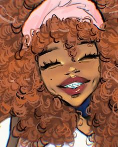 a digital painting of a woman with curly hair