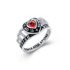 ♥Unique Graduation Gift: commemorate and celebrate your graduation with this exclusive designed class ring. Custom-made for you to carry on your memories of high school and college through the rest of your life! ♥Fully Customized: This class ring offers multiple customized features. You decide every feature of it from birthstone, to school name, your name, class year and the inside inscription. ♥Chic and Elegant Design: I am passionate about creating modern and stylish class jewelry to go with o Silver Jewelry For Valentine's Day Commemoration, Customizable Sterling Silver Initial Ring For Anniversary, Personalized Red Promise Ring, Personalized Red Jewelry For Promise, Silver Initial Ring With Birthstone For Anniversary, Customizable Sterling Silver Signet Ring For Anniversary, Customizable Sterling Silver Birthstone Promise Ring, Valentine's Day Sterling Silver Signet Promise Ring, Engraved Silver Ruby Ring For Anniversary