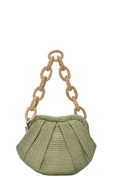 Scalloped shape thatch style handbag with interior slip pocket and hinge closure. Handle is made from the cutest woven thatch interlocking rings. In Ivory, Olive, and Black. BGA-4525 Interlocking Rings, Interlocking Ring, Perfect Handbag, Arm Candy, Cute Bag, Cross Body Handbags, Bag Sale, Purses And Handbags, Cosmetic Bag