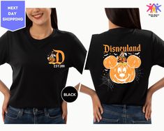 Personalized Birth Year Disneyland Halloween Mickey Shirt, Disneyworld 2 Side Halloween Shirt, Halloween Matching Shirt, Spooky Season Shirt ORDERING: 1. Review all photos 2. Choose Size and Color from drop-down menu 3. If personalization box is available, add your text color 4. Add each shirt to cart one at a time 5. Click "Add to Cart" - you can go back to add more products 6. Click "Proceed to Checkout" 7. Add note to seller for any requests * We use several different brand shirts, all of them are premium quality and soft shirts. The brands we send may vary depending on our stock situation. * We guarantee 100% satisfaction. The brands we use in- clude premium quality shirt brands such as Bella Canvas, Gildan Soft Style, Circle, Outlash. BULK DISCOUNTS AND SPECIAL REQUESTS: We offer bulk Disney Halloween Shirts, Halloween Matching, Disneyland Halloween, Mickey Shirt, Brand Shirts, Birth Year, Disney Trip, Disney Halloween, Disney Outfits