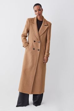 Crafted With Sumptuous Italian Wool, This Longline Coat Adds A Layer Of Sophistication To Every Ensemble. Notched Lapels Give Classic Appeal, While Double-Breasted Buttons And Side Pockets Provide Functionality.Style: Coatfabric: Woollength: Longlineneckline: Collaredsleeve Length: Long Sleeve Fall Double-breasted Wool Coat With Double Button, Double-breasted Wool Coat With Notch Lapel, Timeless Double-breasted Outerwear For Fall, Wool Coat With Double-breasted Button And Notch Lapel, Timeless Double-breasted Fall Pea Coat, Office Wool Coat With Double-breasted Button, Fall Double-breasted Notch Lapel Wool Coat, Fall Long Double-breasted Outerwear, Long Double-breasted Outerwear For Fall