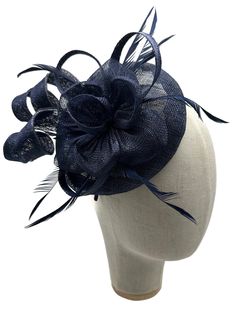 A Brand New Handmade Navy blue Colour Round shaped Fascinator With Flower and Feathers Detailing Made up of Sinamay material which is the most classic material for fascinators Diameter of this fascinator is approximately 17cm. This Fascinator comes in with a Navy blue colour headband and a metal clip as an attachment. These are removable and can be used according to your need. This allows you to wear the fascinator at different angels and positions. Ideal for weddings, races, parties and royal a Blue Adjustable Headband Costume Hat, Adjustable Blue Headband Costume Hat, Adjustable Blue Costume Headband, Blue Adjustable Fascinator For Summer, Adjustable Blue Fascinator For Summer, Blue Adjustable Headband Fascinator, Adjustable Blue Headband Fascinator, Adjustable Blue Hat For Royal Ascot, Adjustable Blue Headband For Kentucky Derby