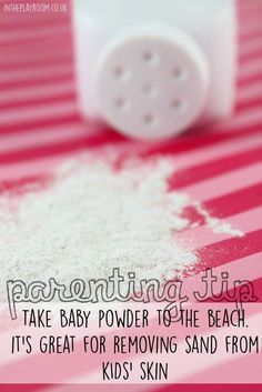 a pink and white table topped with lots of powder