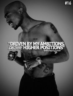 a man with tattoos on his chest and the words driven by my ambitions describe higher positions