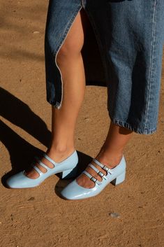 Blue Low Heel Heels With Buckle Closure, Blue Closed Toe Mary Janes, Blue Closed Toe Mary Janes For Spring, Green Mary Janes, Wedding Footwear, 2023 Shoes, Blue Mary, Leather Mary Jane Shoes, Comfortable Footwear