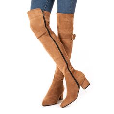 Wrap your legs in fashionable luxury with these Thigh High Suede Stretch Boots. Crafted from premium suede, this silhouette wraps your legs in a comfortable fit that stretches to ensure a perfect fit. Enjoy enhanced style and comfort and make a statement wherever you go. 100% Suede Rubber sole Shaft measures approximately Above the Knee from arch Heel measures approximately Block Heel" Boot opening measures approximately 16 around Knee Stretches, Winter Knit Hats, How To Stretch Boots, Block Heel Boots, Boot Accessories, Winter Knits, Sunglass Frames, Above The Knee, Thigh Highs