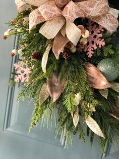 Front Door Holiday Wreath, Blush Pink Holiday Wreath, Holiday Gift, Christmas Wreath, Blush Sparkle Snowflake Wreath - Etsy