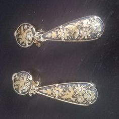 Nwot Damascene Gold Plated Toledo Spain Jewerly. Drop Clip Earrings Damascene Jewelry, Toledo Spain, Clip Earrings, Earrings Color, Toledo, Gold Black, Clip On Earrings, Gold Plate, Spain