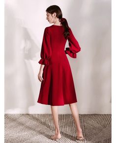 Shop fashion short sleeved burgundy party dress with v bow neck online. All instock with free shipping. Pro since 2009. Solid Color A-line Long Sleeve Party Dress, Long Sleeve Dresses For Winter Banquet, Winter Banquet Dresses With Long Sleeves, Fall V-neck Midi Dress For Banquet, Fall Banquet Midi Dress With V-neck, Fall Banquet Midi Dress V-neck, Fall A-line Midi Dress For Dinner, Knee-length Cocktail Dress For Fall, Long Sleeve Solid Color Midi Dress For Banquet