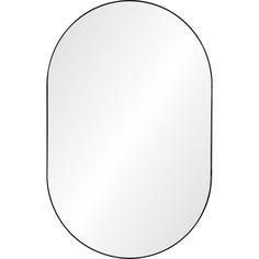 an oval mirror with a black border around the edges and a white background behind it